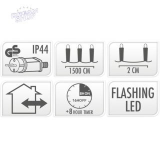 LAMPKI CHOINKOWE ŁAŃCUCH ŚWIETLNY 750 LED FLASH CIEPŁY BIAŁY