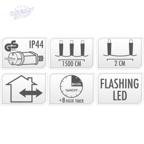 LAMPKI CHOINKOWE ŁAŃCUCH ŚWIETLNY 750 LED FLASH CIEPŁY BIAŁY
