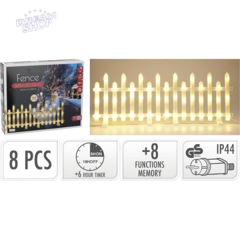 PŁOTEK DEKORACYJNY LED 8SZT CIEPŁY BIAŁY
