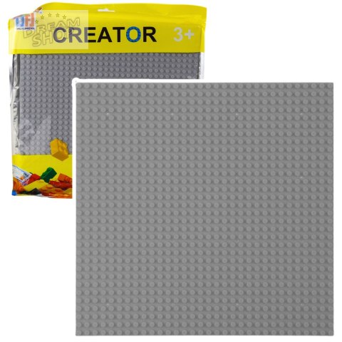 Płyta Plansza Konstrukcyjna Do Klocków Budowania Szara 25,5 x 25,5 cm