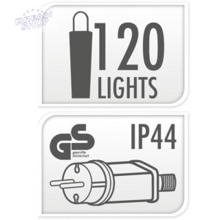 ŚWIATŁA LED Z DEKORACYJNĄ KULKĄ 120 LED CIEPŁY BIAŁY