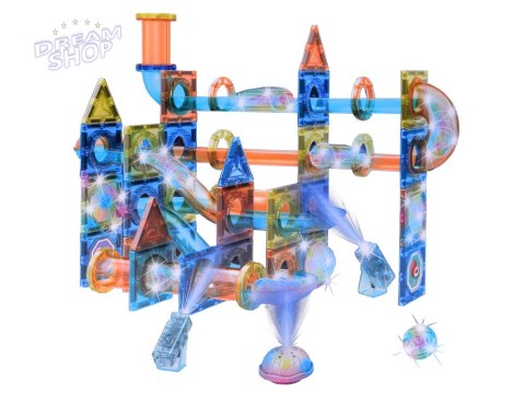 ŚWIECĄCE Klocki magnetyczne 3D - Zbuduj tor kulkowy KULODROM 116-ele ZA5894