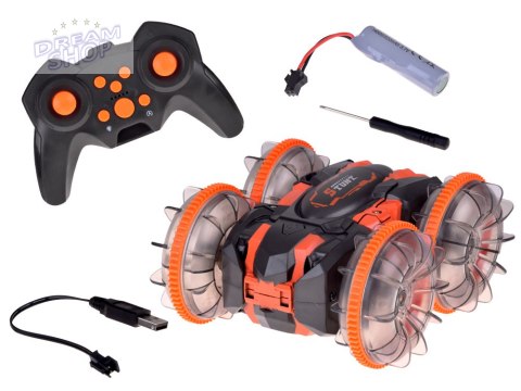 Samochód AMFIBIA 2w1 Stunt r/c zdalnie sterowany Jeździ Pływa Świeci RC0735
