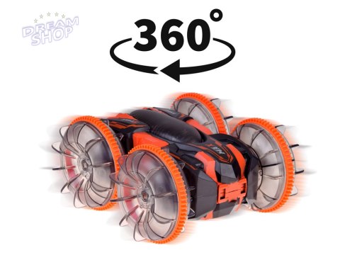 Samochód AMFIBIA 2w1 Stunt r/c zdalnie sterowany Jeździ Pływa Świeci RC0735