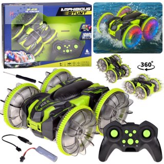Samochód AMFIBIA 2w1 Stunt r/c zdalnie sterowany Jeździ Pływa Świeci RC0735