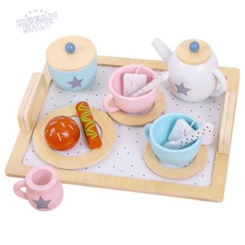 Serwis Kawowy Herbata Drewniany Zestaw Małe Agd Ciastka