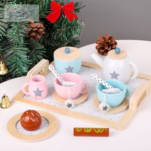 Serwis Kawowy Herbata Drewniany Zestaw Małe Agd Ciastka