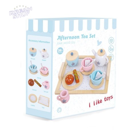 Serwis Kawowy Herbata Drewniany Zestaw Małe Agd Ciastka