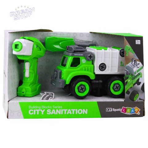 Śmieciarka Do Skręcania Zdalnie Sterowana RC Wkrętarka Zielona 2w1