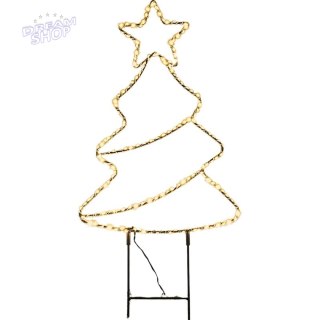 CHOINKA OGRODOWA STOJAK CIEPŁY BIAŁY LAMPKI LED NA BATERIE 28,5x69,5CM LUCA