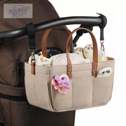 Duży Filcowy Organizer Beżowy XXL Dla Mamy i Maluszka Na Pieluszki i Akcesoria TF3