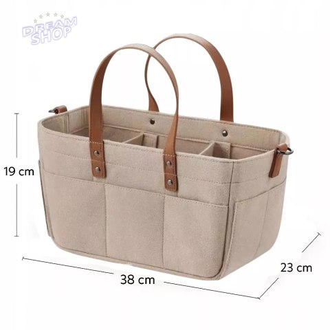 Duży Filcowy Organizer Beżowy XXL Dla Mamy i Maluszka Na Pieluszki i Akcesoria TF3