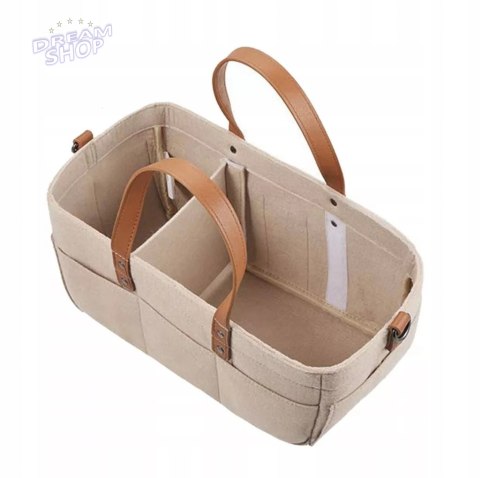 Duży Filcowy Organizer Beżowy XXL Dla Mamy i Maluszka Na Pieluszki i Akcesoria TF3