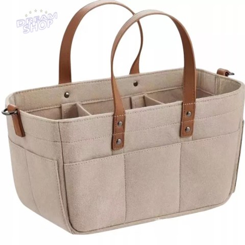 Duży Filcowy Organizer Beżowy XXL Dla Mamy i Maluszka Na Pieluszki i Akcesoria TF3