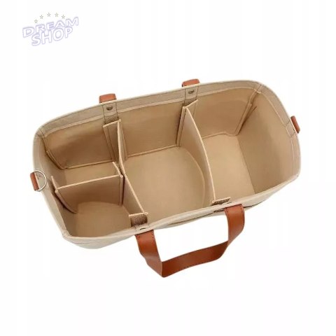 Duży Filcowy Organizer Beżowy XXL Dla Mamy i Maluszka Na Pieluszki i Akcesoria TF3