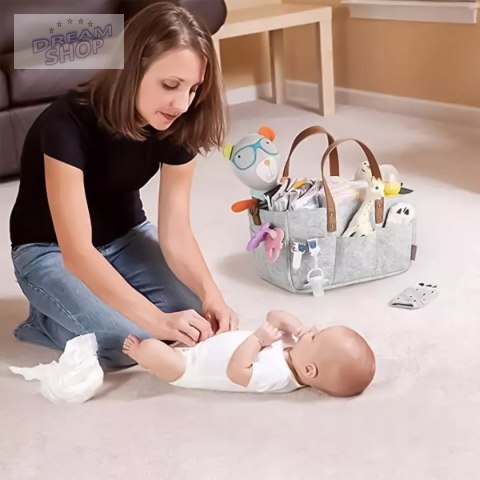 Duży Filcowy Organizer Szary XXL Dla Mamy i Maluszka Na Pieluszki i Akcesoria TF1