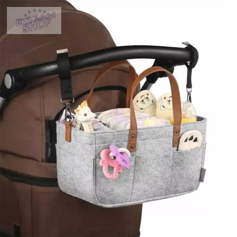 Duży Filcowy Organizer Szary XXL Dla Mamy i Maluszka Na Pieluszki i Akcesoria TF1