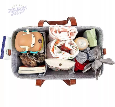 Duży Filcowy Organizer Szary XXL Dla Mamy i Maluszka Na Pieluszki i Akcesoria TF1