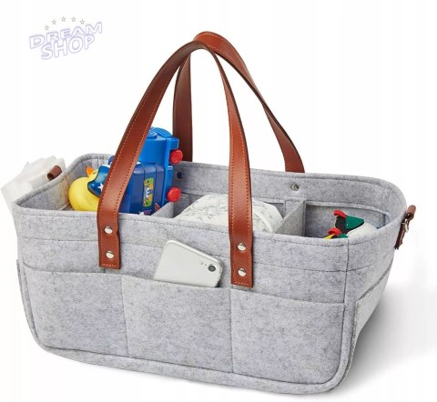 Duży Filcowy Organizer Szary XXL Dla Mamy i Maluszka Na Pieluszki i Akcesoria TF1