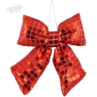 KOKARDA DEKORACYJNA CZERWONA 15x17CM MICA
