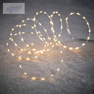 LAMPKI DRUCIKI NA BATERIE GIRLANDA 90 LED CIEPŁY BIAŁY FLASH LUCA