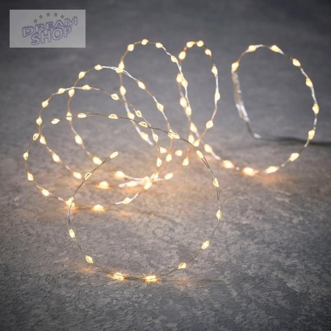 LAMPKI DRUCIKI NA BATERIE GIRLANDA 90 LED CIEPŁY BIAŁY FLASH LUCA