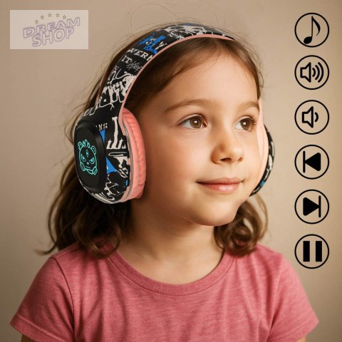 Słuchawki bezprzewodowe nauszne Bluetooth Gaming Sport różowe