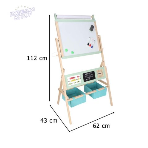 Tablica drewniana LULILO Kredo akcesoria kredy markery magnesy kosze 110cm