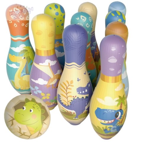 WOOPIE Gra Zręcznościowa Kręgle Dinozaury Zestaw 12el.