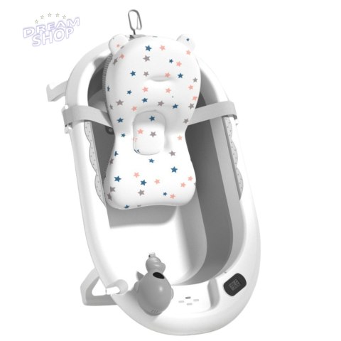 Wanienka Z Termometrem Dla Niemowląt Składana Materac W Gwiazdki Szara