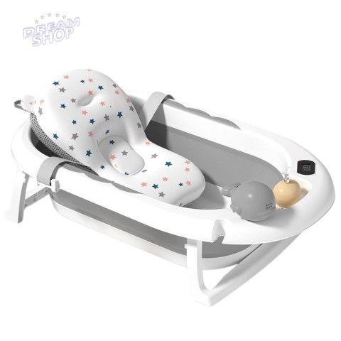 Wanienka Z Termometrem Dla Niemowląt Składana Materac W Gwiazdki Szara