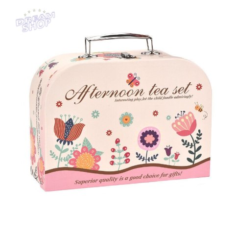 Zestaw Do Herbaty W Walizce Filiżanki Talerzyki Patera Pączki