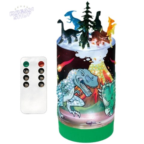 Zestaw Kreatywny Dinozaury W Słoiku Diamenty Lampka Nocna Pilot DIY