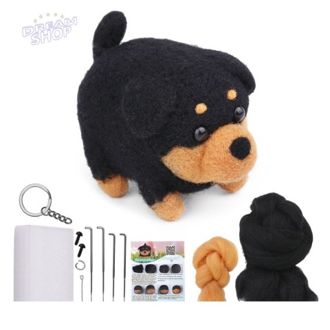 Zestaw Kreatywny Do Filcowania DIY Kotek Brązowo-Biały