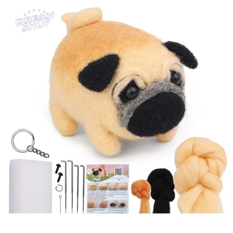 Zestaw Kreatywny Do Filcowania DIY Kotek Brązowo-Biały