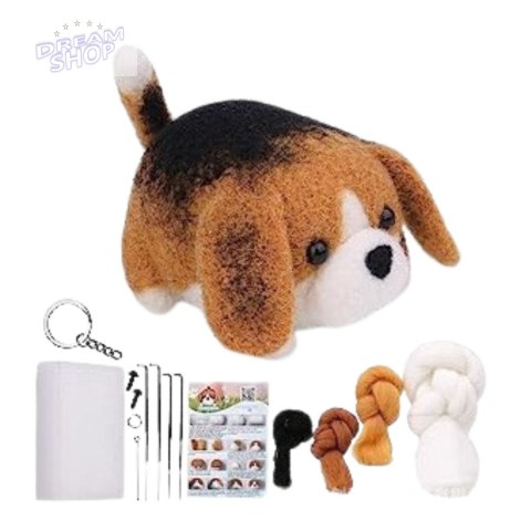 Zestaw Kreatywny Do Filcowania DIY Kotek Brązowo-Biały