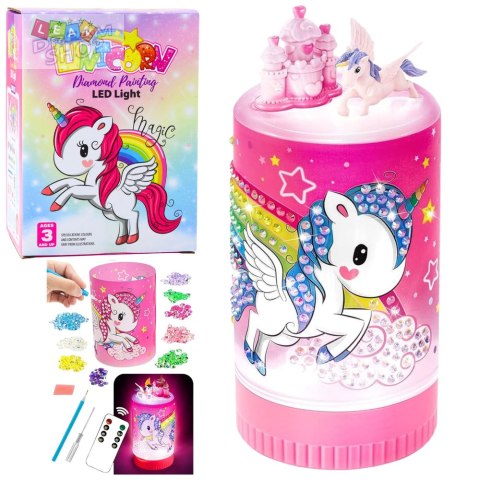 Zestaw Kreatywny Jednorożec W Słoiku Diamenty Lampka Nocna Pilot DIY