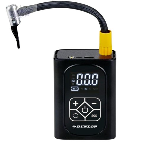 KOMPRESOR SAMOCHODOWY DUNLOP 150 PSI CYFROWA SPRĘŻARKA Z FUNKCJĄ POWERBANK