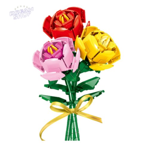 Klocki Konstrukcyjne Róża Z Kokardą Czerwona 92 el.