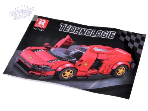 Klocki techniczne Futurystyczne auto CZERWONE drzwi unoszone 275-ele ZA5794