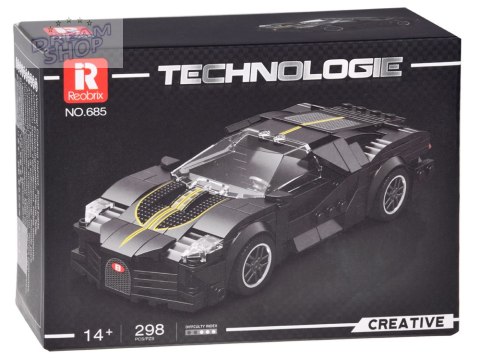 Klocki techniczne Sportowe auto CZARNE LUKSUSOWE hiperauto 298-ele ZA5785