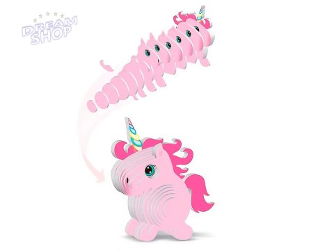 Puzzle 3D Kartonowy Model - Różowy Jednorożec DIY Zrób to sam ZA5809
