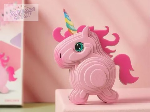 Puzzle 3D Kartonowy Model - Różowy Jednorożec DIY Zrób to sam ZA5809