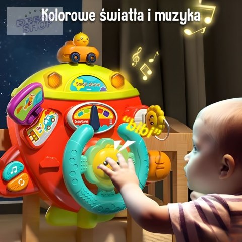 WOOPIE BABY Interaktywna Kierownica Samolot Pojazd na Łózeczko Wózek Efekty 18m+