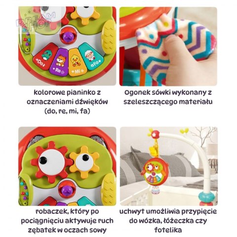WOOPIE BABY Interaktywna Zabawka Sowa Pianinko z Szeleszczącym Ogonem