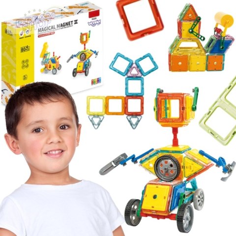 WOOPIE Klocki Magnetyczne 3D Pojazdy Zestaw 80el.