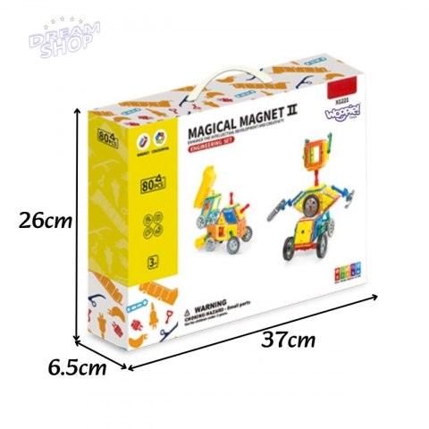 WOOPIE Klocki Magnetyczne 3D Pojazdy Zestaw 80el.