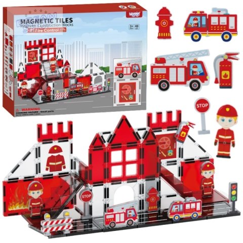 WOOPIE Klocki Magnetyczne 3D Zestaw Straż Pożarna 48el.