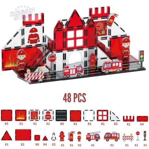 WOOPIE Klocki Magnetyczne 3D Zestaw Straż Pożarna 48el.