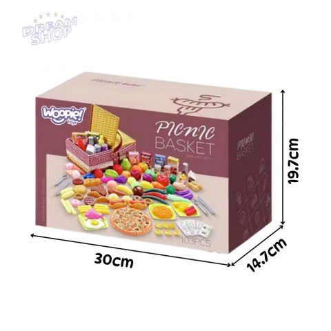 WOOPIE Kosz Piknikowy Owoce Warzywa Fast Food Zestaw XXL 103el.
